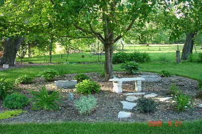 Maple Tree Bed - this is the first bed I did here at this house, it's been several years now, I did it for DH, way back before we were married.   The bench was a wedding present from dear friends of mine.   See next post . . .